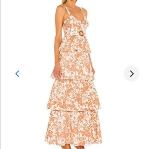 Lovers + Friends Caramel and Brown Floral Maxi Dress
